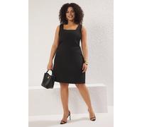 WOVCOR Women's Square Neck Sleeveless Mini Shift Dress in Black | Size: 14 WOVCOR Black 14