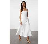 WOVCOR Women's Square Neck Thick Strap A-Line Midi Dress in White | Size: 8 WOVCOR White 8