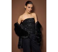 WOVCOR Women's Strapless Sequin Fitted Party Blouse in Black | Size: 8 WOVCOR Black 8