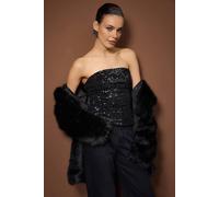 WOVCOR Women's Strapless Sequin Knit Party Blouse in Black | Size: 10 WOVCOR Black 10