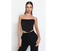 WOVCOR Women's Strapless Zip-Back Crop Top in Black | Size: 8 WOVCOR Black 8