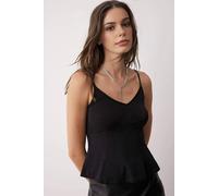 WOVCOR Women's Strappy Fitted Peplum Woven Blouse in Black | Size: 10 WOVCOR Black 10