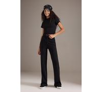 WOVCOR Women's Stretch Woven Crop Top & Trousers Co-Ord Set in Black | Size: Medium WOVCOR Black M