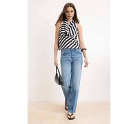 WOVCOR Women's Stripe Halterneck Top with Draped Cowl Neck Detail | Size: 10 WOVCOR Multicolor 10