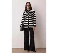 WOVCOR Women's Striped Button Front Knit Top & Wide Leg Trouser Co-Ord Set in Black | Size: Medium WOVCOR Black M