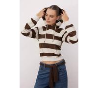 WOVCOR Women's Striped Hooded Sweatshirt with Front Pocket | Size: Large WOVCOR Multicolor L