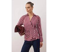 WOVCOR Women's Striped Shirt with Pleated Detail | Size: 8 WOVCOR Multicolor 8