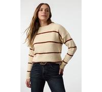 WOVCOR Women's Striped Soft Textured Knit Sweater in Stone | Size: Large WOVCOR Stone L