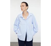 WOVCOR Women's Striped Woven Shirt with Classic Collar in Blue | Size: 8 WOVCOR Blue 8