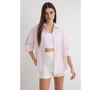 WOVCOR Women's Striped Woven Shirt with Classic Collar in Light Pink | Size: 14 WOVCOR Light Pink 14