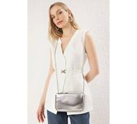 WOVCOR Women's Studded Small Cross-Body Wallet Bag in Silver WOVCOR Silver One Size