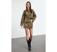 WOVCOR Women's Suede-Look Mini Denim Skirt in Khaki | Size: 8 WOVCOR Khaki 8