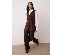 WOVCOR Women's Tailored Button-Front V-Neck Waistcoat in Brown | Size: 16 WOVCOR Brown 16