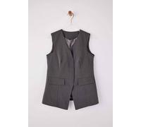 WOVCOR Women's Tailored Sleeveless Lined Button-Front Waistcoat in Dark Grey | Size: 6 WOVCOR Dark Grey 6