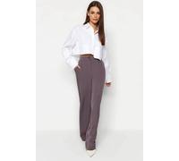 WOVCOR Women's Tailored Wide Leg Woven Trousers in Dark Grey | Size: 6 WOVCOR Dark Grey 6