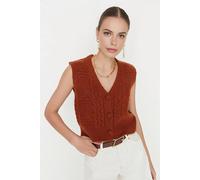 WOVCOR Women's Textured Button-Up Knit Sweater Vest in Brown | Size: Medium WOVCOR Brown M
