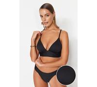 WOVCOR Women's Textured Push Up Triangle Bikini Top with Supportive Underband in Black | Size: 6 WOVCOR Black 6