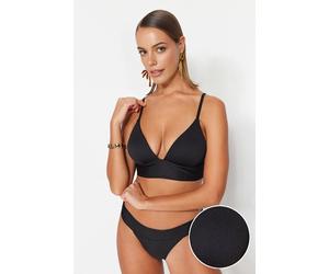 WOVCOR Women's Textured Push Up Triangle Bikini Top with Supportive Underband in Black | Size: 6 WOVCOR Black 6