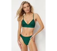 WOVCOR Women's Textured Regular Waist Bikini Bottom with Minimal High Leg Fit in Dark Green | Size: 8 WOVCOR Dark Green 8