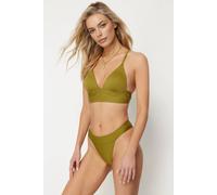 WOVCOR Women's Textured Regular Waist Bikini Bottom with Minimal High Leg Fit in Olive | Size: 8 WOVCOR Olive 8
