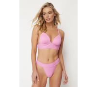 WOVCOR Women's Textured Regular Waist Bikini Bottom with Minimal High Leg Fit in Pink | Size: 6 WOVCOR Pink 6