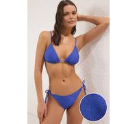 WOVCOR Women's Textured Triangle Bikini Set with Tie Side Detail in Cobalt | Size: 8 WOVCOR Cobalt 8