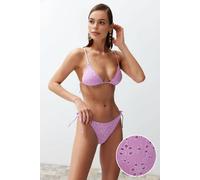 WOVCOR Women's Textured Triangle Bikini Set with Tie Side Detail in Pink | Size: 12 WOVCOR Pink 12