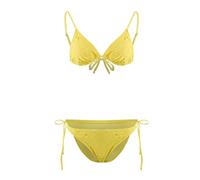 WOVCOR Women's Textured Triangle Bikini Set with Tie Side Detail in Yellow | Size: 6 WOVCOR Yellow 6