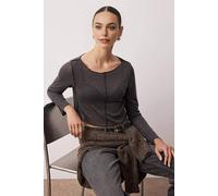 WOVCOR Women's Transparent Ribbed Crop Knit Blouse in Dark Grey | Size: XS WOVCOR Dark Grey XS