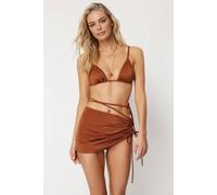 WOVCOR Women's Triangle Bikini Set with Tie Side Skirt Detail in Brown | Size: 10 WOVCOR Brown 10