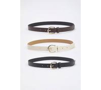 WOVCOR Women's Triple Pack Gold Oval Buckle Classic Faux Leather Belt | Size: Small WOVCOR Multicolor S