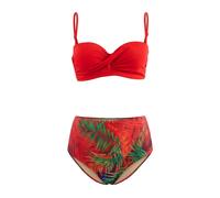 WOVCOR Women's Tropical Print Draped Bandeau High Waisted Bikini Set | Size: 12 WOVCOR Multicolor 12