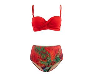 WOVCOR Women's Tropical Print Draped Bandeau High Waisted Bikini Set | Size: 8 WOVCOR Multicolor 8