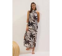 WOVCOR Women's Tropical Print Halterneck Maxi Beach Dress with Side Slit | Size: 6 WOVCOR Multicolor 6