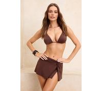 WOVCOR Women's Tunnel Detail Halterneck Triangle Bikini Top in Brown | Size: 14 WOVCOR Brown 14