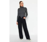 WOVCOR Women's Turtleneck Ribbed Knit Sweater in Grey | Size: Medium WOVCOR Grey M