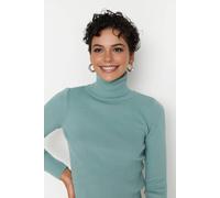 WOVCOR Women's Turtleneck Ribbed Knit Sweater in Mint | Size: Medium WOVCOR Mint M