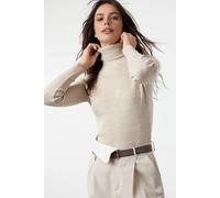 WOVCOR Women's Turtleneck Ribbed Knit Sweater in Stone | Size: Medium WOVCOR Stone M