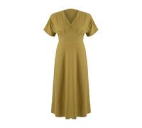 WOVCOR Women's V-Neck Crinkle Texture Maxi Dress with Short Sleeves in Mustard | Size: 14 WOVCOR Mustard 14