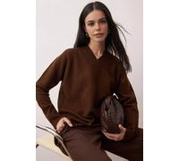 WOVCOR Women's V Neck Relaxed Fit Knit Sweater in Brown | Size: Medium WOVCOR Brown M