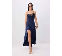 WOVCOR Women's V Neck Slip Maxi Dress in Navy | Size: 10 WOVCOR Navy 10
