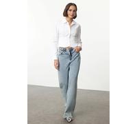 WOVCOR Women's Waist-Sit Woven Shirt in White | Size: 10 WOVCOR White 10