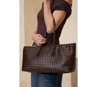 WOVCOR Women's Woven Shoulder Bag with Intrecciato Pattern in Brown WOVCOR Brown One Size