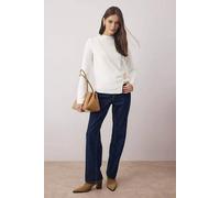 WOVCOR Women's Wrap Detail Long Sleeve Knitted Blouse in Ecru | Size: Medium WOVCOR Ecru M