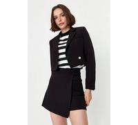 WOVCOR Women's Wrap Front Woven Mini Skort in Black | Size: 6 WOVCOR Black 6