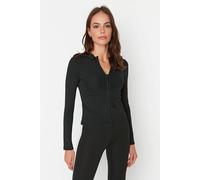 WOVCOR Women's Zip Up Stand Collar Fitted Sports Jacket with Contour Panels in Black | Size: XL WOVCOR Black XL