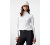 Wovcor Women's Zip Up Stand Collar Fitted Sports Jacket With Contour Panels In White White XL