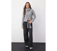 WOVCOR Wool Blended Beard Yarn Zippered Knit Cardigan - Grey - L