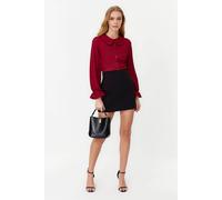 Wovcor Woven Shirt With Baby-Collar And Balloon Sleeves In Burgundy Burgundy