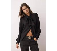 Wovcor Woven Shirt With Collar Scarf Detail In Black Black 12